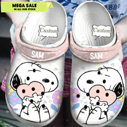 custom name snoopy love crocband crocs
