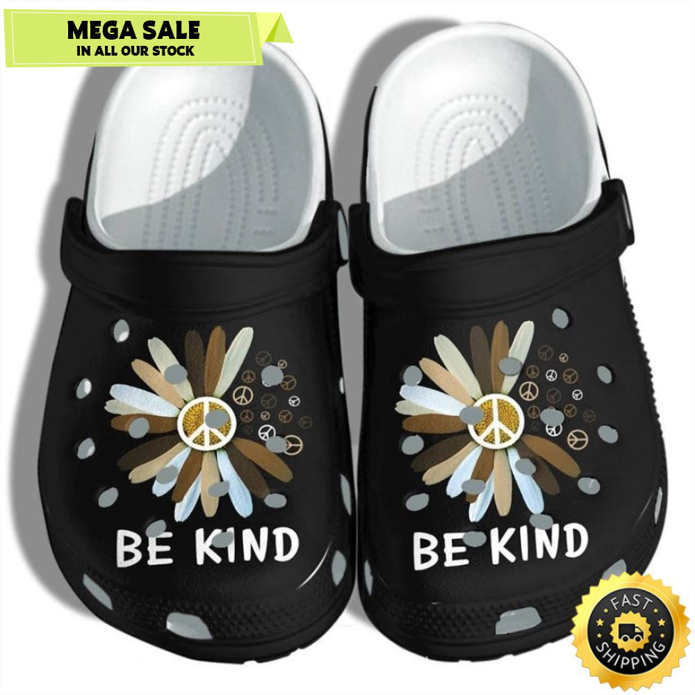 Daisy Flower Brown Be Kind Shoes Clogs For Black Women Peace Outdoor Shoes Clogs Gifts For Black Daughter.jpg
