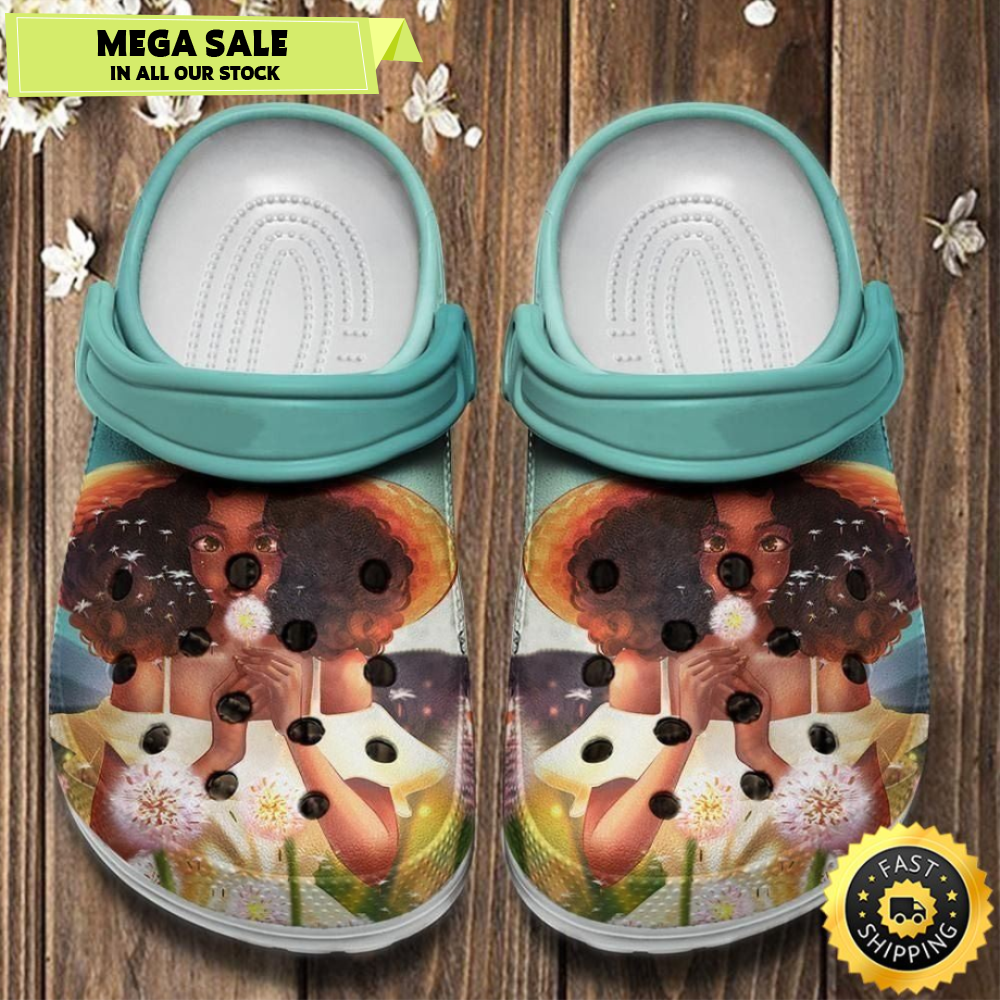 Dandelion Flower Girl With Ruffled Hair Shoes Clog Crocbland Clog.jpg