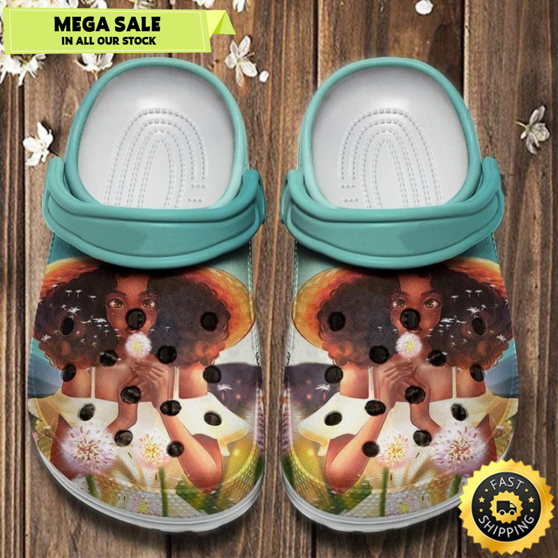 Dandelion Flower Girl With Ruffled Hair Shoes Clog Crocbland Clog.jpg