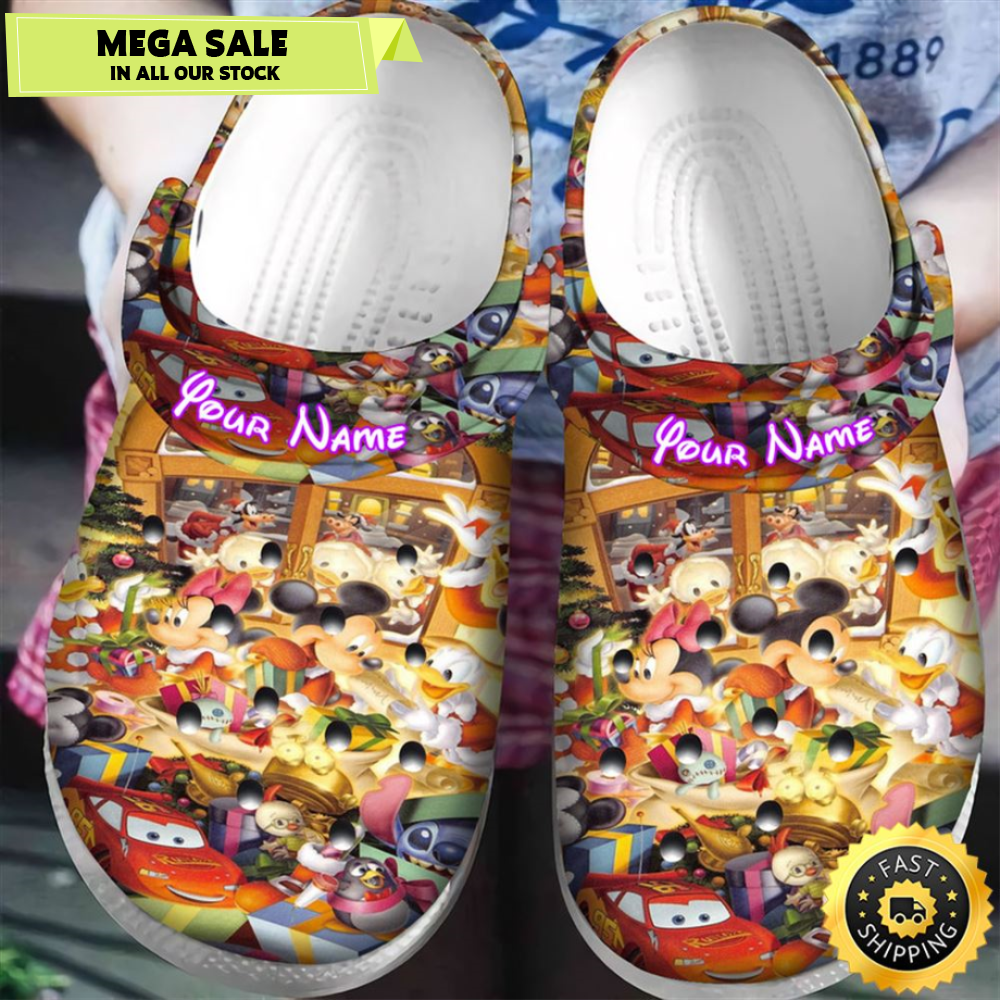 Disney Mickey Mouse Christmas And Mickey Friends Personalized Name Crocs Clogs Shoes.jpg