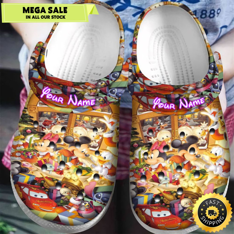 Disney Mickey Mouse Christmas And Mickey Friends Personalized Name Crocs Clogs Shoes.jpg