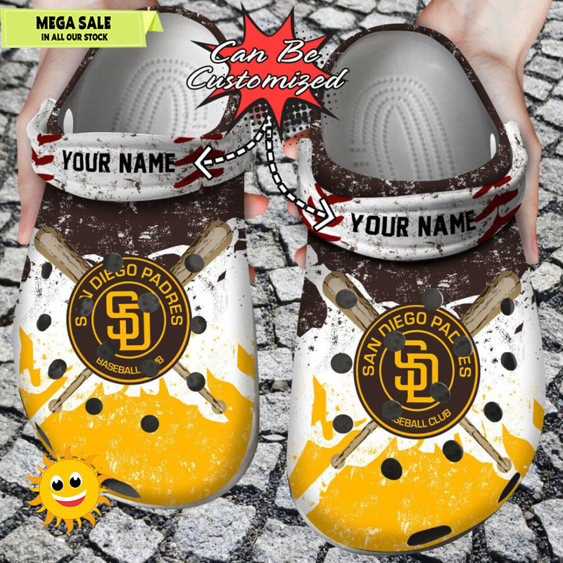 Baseball San Diego Padres Personalized Watercolor New Clog Shoes - 365crocs 1.jpg