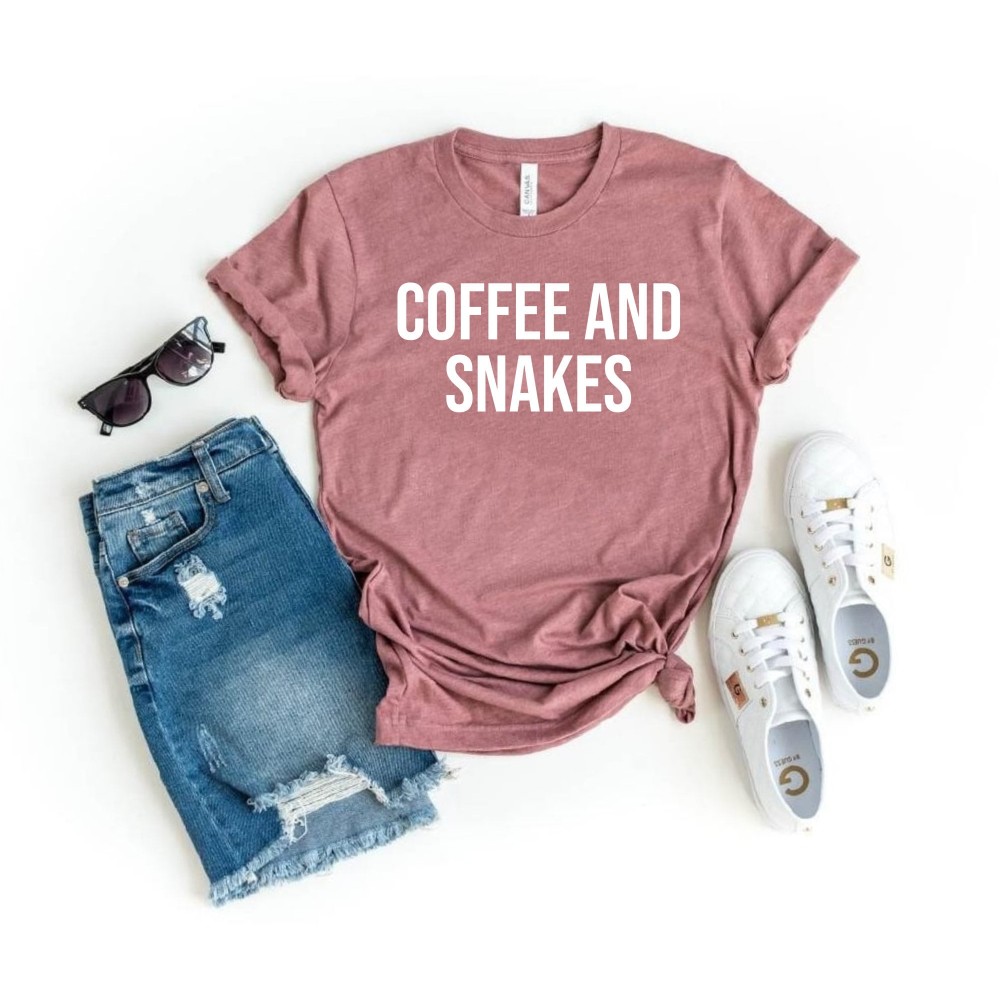 Cute Snake Shirt Snake Lover Snake Owner Snake Shirts coffee and snakes Snake Charming Reptile Shirt Snake Shirt Women mom shirt.jpg