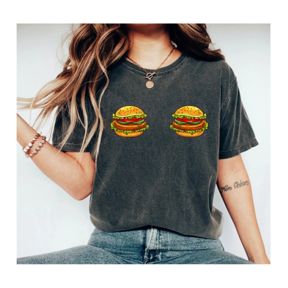 Hamburger boobs Hamburger Shirt Hamburger Burger Shirt Food Shirt Hamburger Tshirt Cheeseburger Shirt Burger T-shirt Foodie Shirt OK.jpg