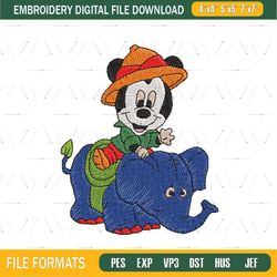 Mickey And Elephant Disney Embroidery ,png