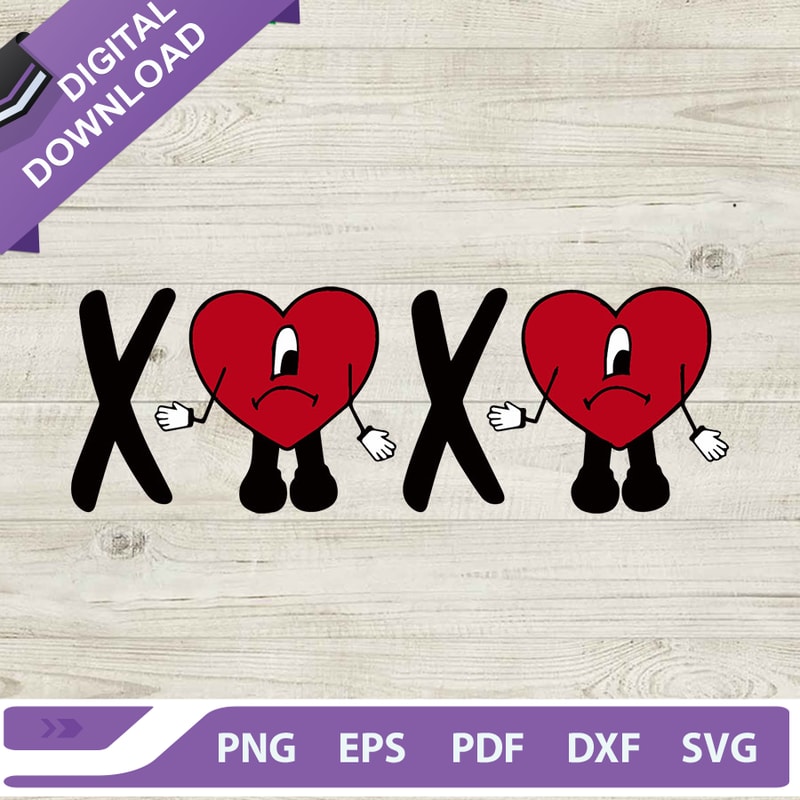 Bad Bunny XOXO SVG, Bad Bunny Valentine SVG, Bad Bunny heart SVG.jpg