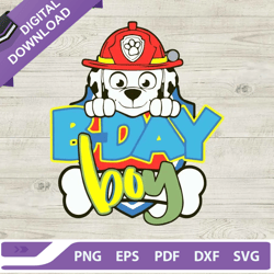 birthday boy paw patrol svg, birthday boy svg, marshall paw patrol svg
