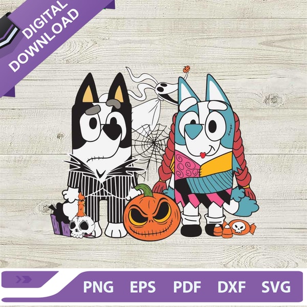 Bluey Costume Jack And Sally Skellington SVG Bluey Hallowee Inspire bluey-costume-jack-and-sally-skellington-svg-bluey-hallowee-inspire