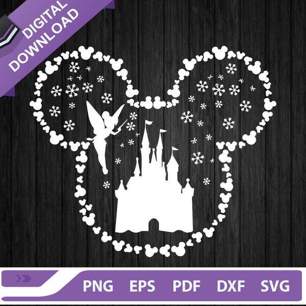 Disney Tinkerbell Mickey Head SVG, Disney Castle SVG, Mickey | Inspire ...