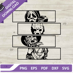 horror friends characters svg, halloween movie killer svg, chucky freddy jason halloween svg