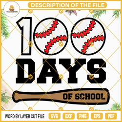 100 days baseball svg, 100 days of school svg, 100 days svg, 100 days boy svg, 100th day of school