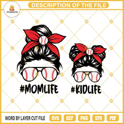 baseball mom svg, momlife baseball svg mom life kid life svg, momlife svg, kidlife svg, mom and daughter svg, messy bun