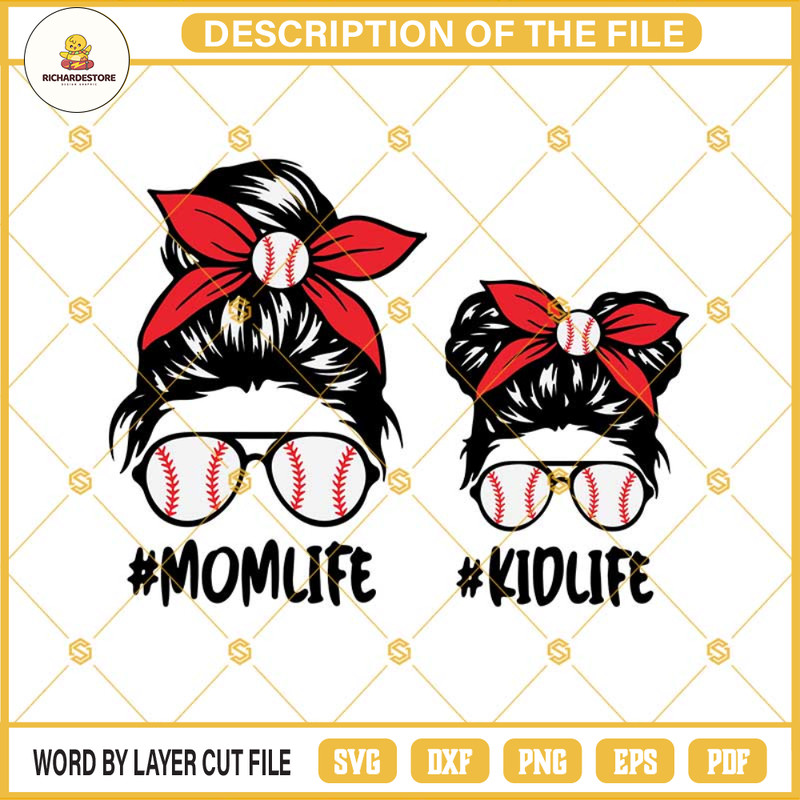 Baseball Mom Svg, Momlife Baseball Svg Mom Life Kid Life Svg, Momlife Svg, Kidlife Svg, Mom And Daughter Svg, Messy Bun Skull Svg.jpg