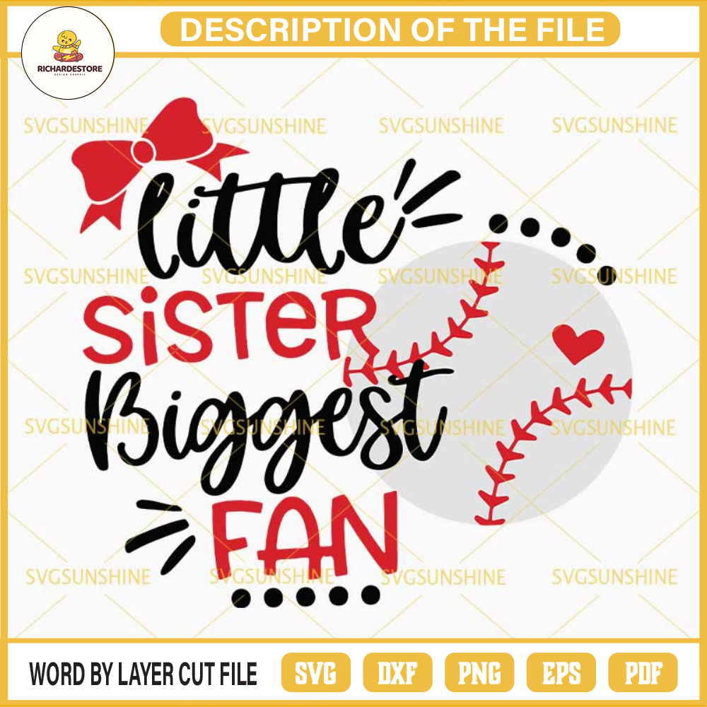 Baseball Sister SVG, Little Sister Biggest Fan SVG, Baseball SVG Cut Files for Cricut & Silhouette.jpg