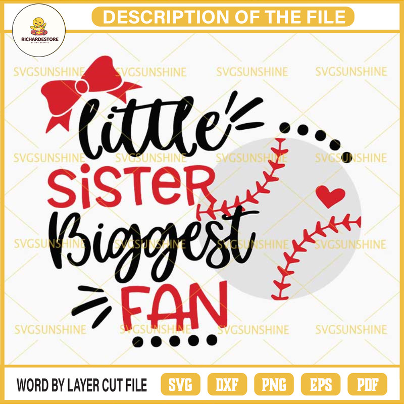 Baseball Sister SVG, Little Sister Biggest Fan SVG, Baseball SVG Cut Files for Cricut & Silhouette.jpg