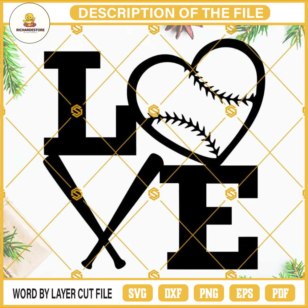 Baseball Softball Heart Love SVG, Love Baseball SVG, Love Softball SVG.jpg