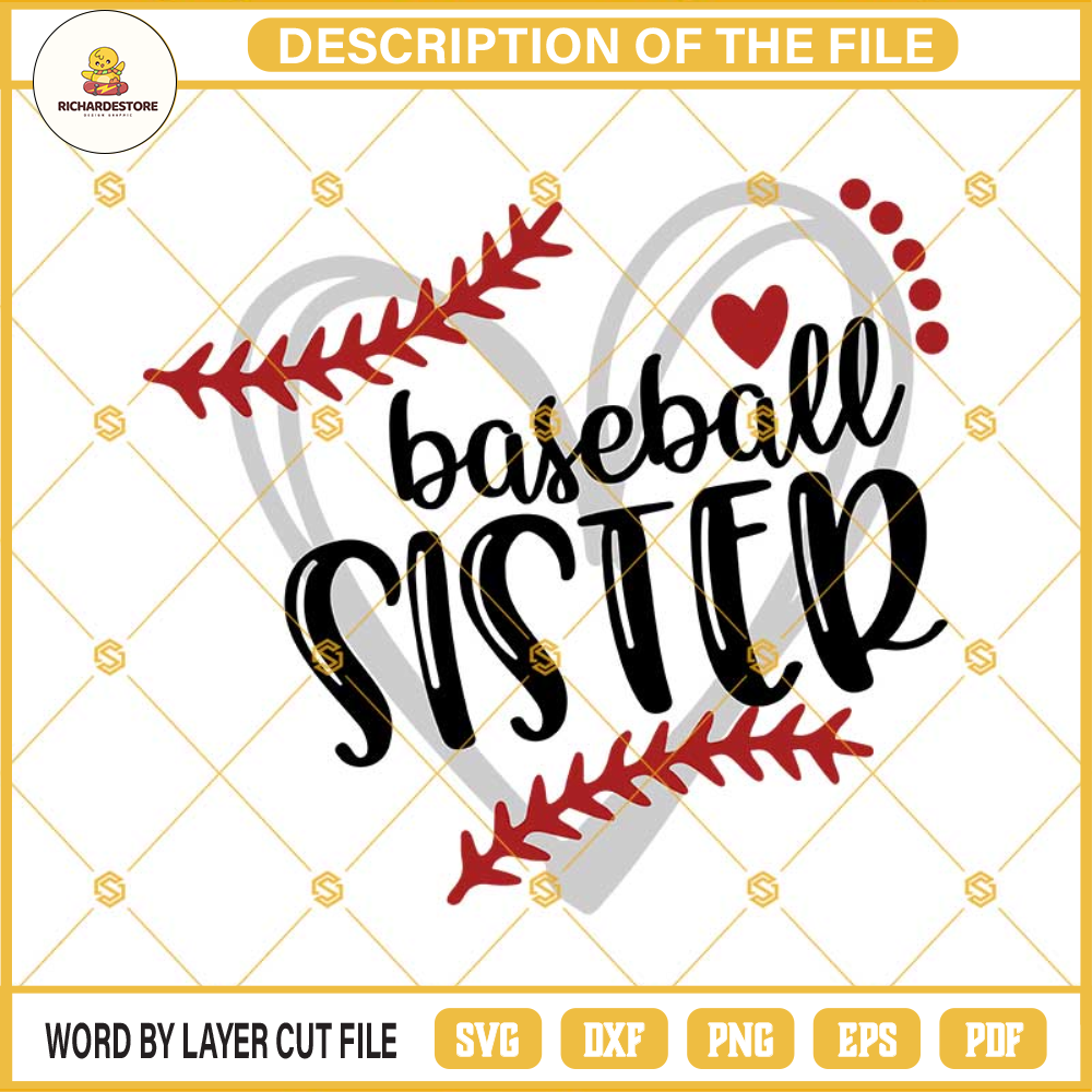 Baseball Svg, Baseball Sister Svg, Baseball Cutting File, Heart Frame Baseball Svg Dxf Eps Png Cut Files Clipart Cricut Silhouette.jpg