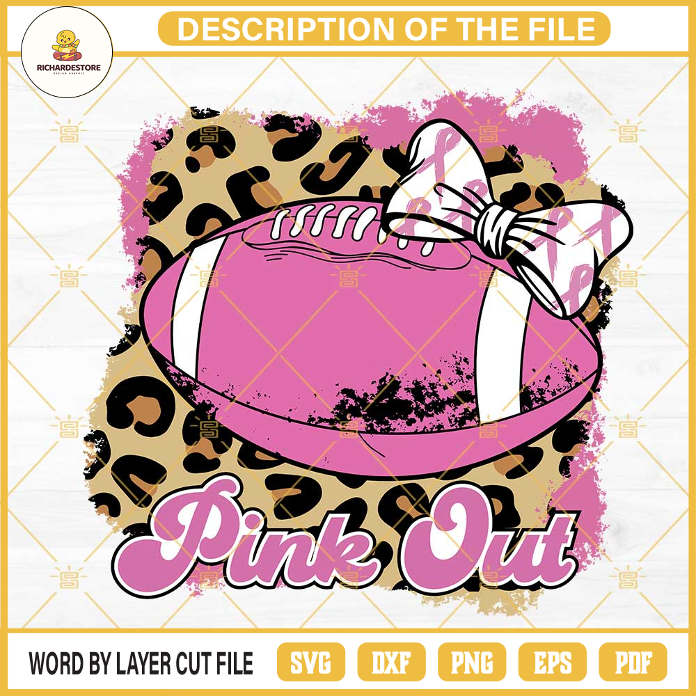 Breast Cancer Pink Out Football SVG, Breast Cancer Awareness Football Leopard SVG PNG DXF EPS Files.jpg