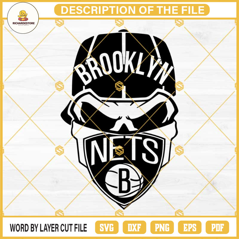 Brooklyn Nets Skull SVG, Brooklyn Nets SVG, Basketball SVG PNG DXF EPS.jpg