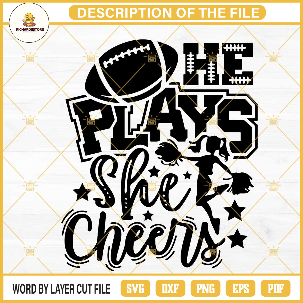 He Plays She Cheers SVG, Football Cheerleaders SVG, Cheerleading Girl SVG PNG DXF EPS Files.jpg