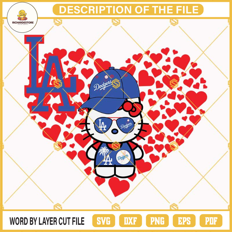 Hello Kitty Dodgers Svg, La Dodgers Baseball Svg, Dodgers Svg, I Love LA Dodgers Kitty Svg Png Dxf Eps.jpg