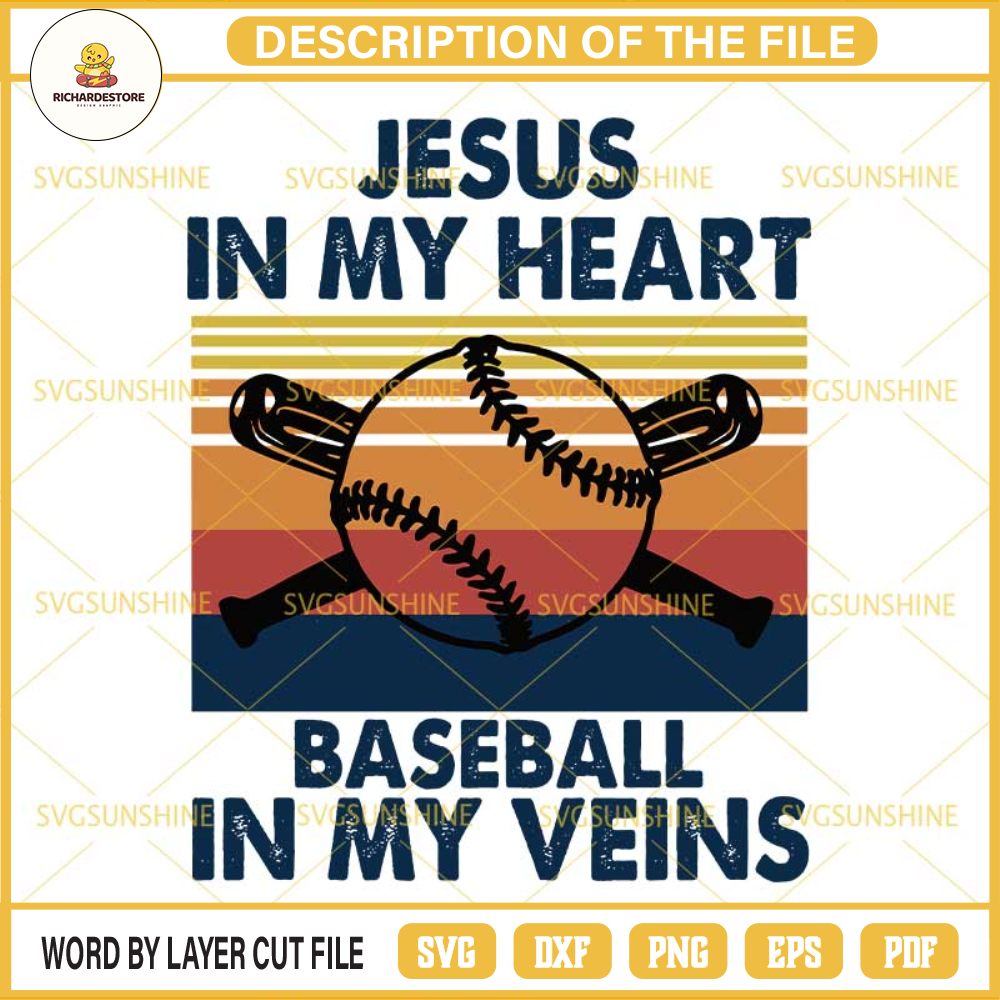 Jesus In My Heart Baseball In My Veins SVG , Jesus Christian SVG, Baseball SVG DXF EPS PNG Cutting File for Cricut.jpg