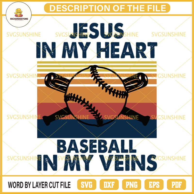 Jesus In My Heart Baseball In My Veins SVG , Jesus Christian SVG, Baseball SVG DXF EPS PNG Cutting File for Cricut.jpg
