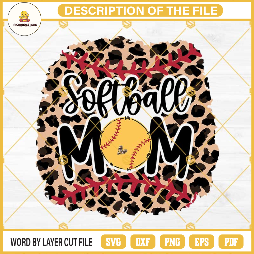 Leopard Softball Mom SVG PNG DXF EPS, Softball Mom Leopard SVG, Softball Mom Leopard PNG, Softball Mom Designs For Shirts.jpg