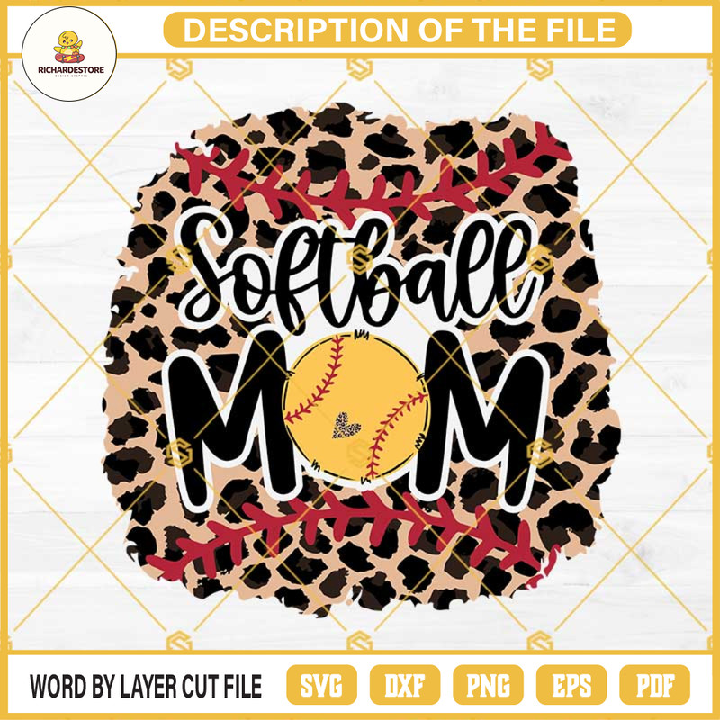 Leopard Softball Mom SVG PNG DXF EPS, Softball Mom Leopard SVG, Softball Mom Leopard PNG, Softball Mom Designs For Shirts.jpg