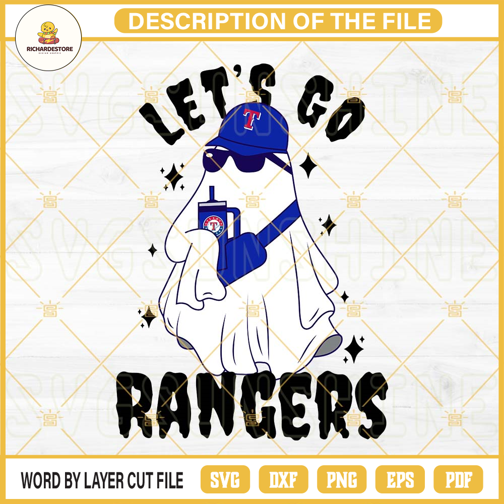 Let's Go Rangers SVG, Boo Ghost Texas Rangers Halloween SVG PNG Files.jpg