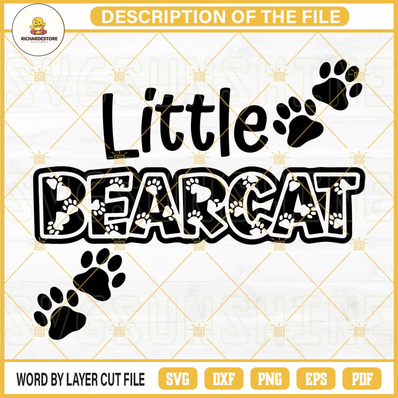 Little Bearcat SVG, Bearcat SVG, Paw Print SVG, Bearcats Football SVG.jpg