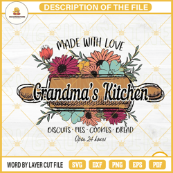 made with love grandmas kitchen png, kitchen sign png, grandma kitchen png, cooking grandma png designs