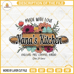 made with love nanas kitchen png, kitchen sign png, nanas kitchen png, cooking nana png sublimation