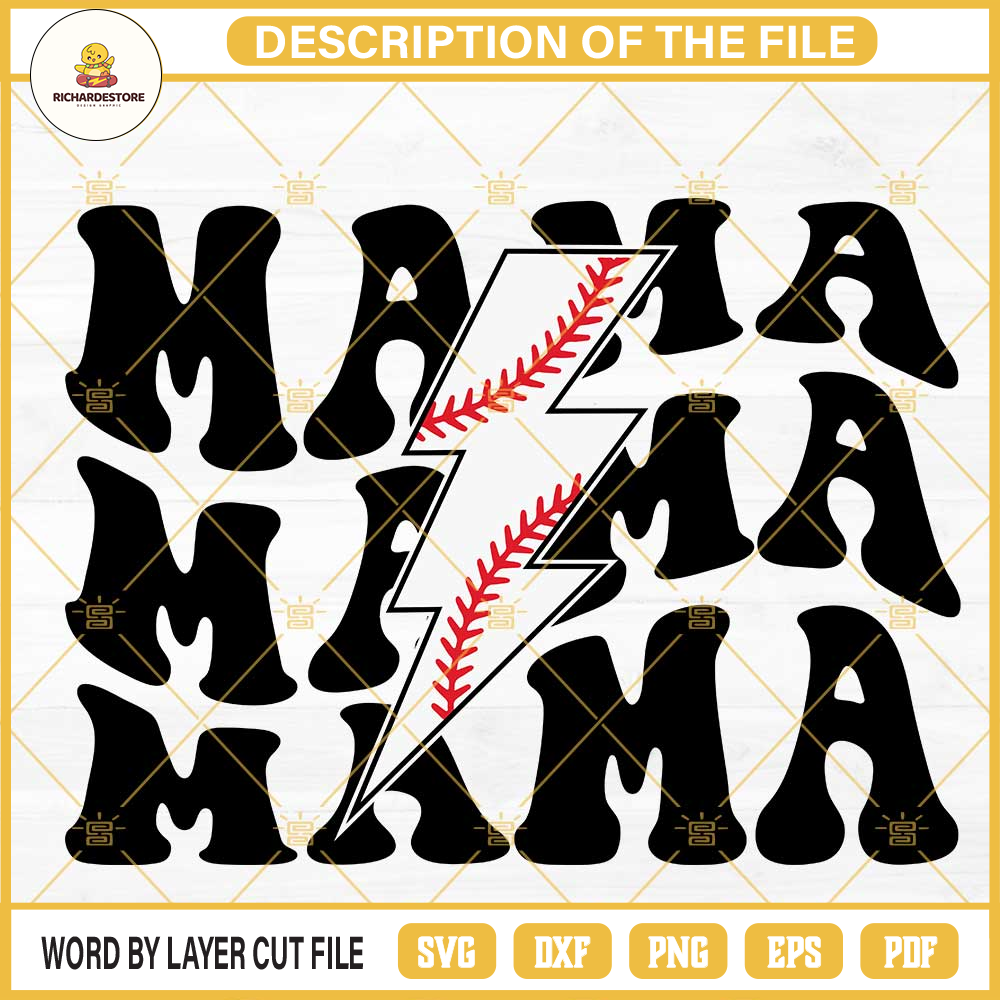 Mama Baseball Lightning Bolt SVG, Baseball Mom SVG PNG DXF EPS Cricut.jpg