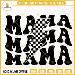 mama checkered lightning bolt svg, retro svg, racing mom cut files