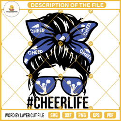 messy bun cheer life svg, cheerleader svg, cheer mom svg, cheerlife svg