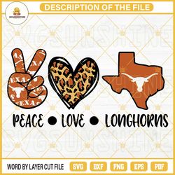 peace love longhorns svg, texas longhorns football svg, longhorns svg, texas fan -richardestore