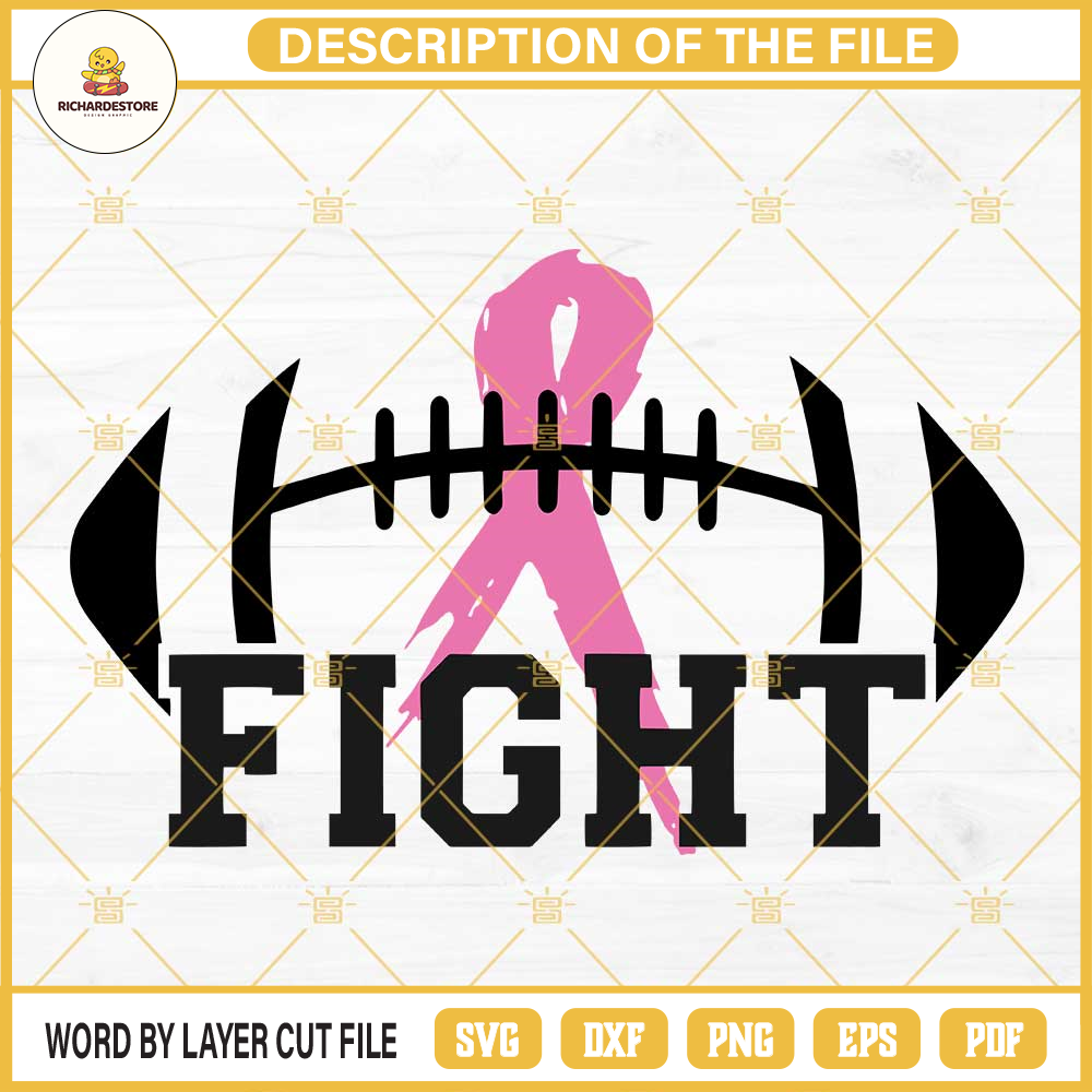 Pink Ribbon Football Breast Cancer Awareness SVG, Football Cancer Fight SVG PNG DXF EPS Cricut.png