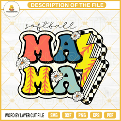 retro softball mama svg, groovy svg, lightning bolt svg, cute softball mom