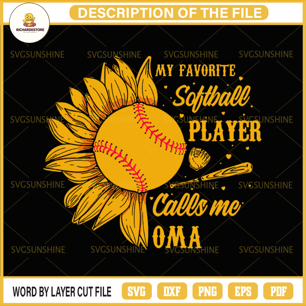 Softball SVG, My Favorite Softball Player Calls Me Oma Hippie Sunflower SVG.jpg