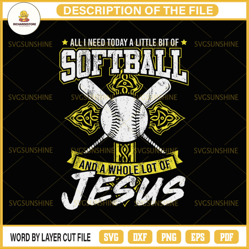 Softball SVG, Softball Jesus SVG , All I Need Is Softball And Jesus SVG.jpg