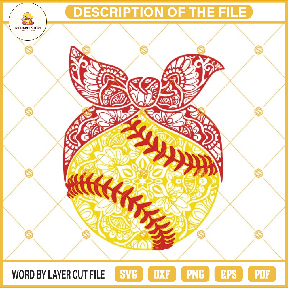 Softball Svg, Softball Mom Svg, Softball Mandala Svg, Bow svg, Bandana Svg, Zentangle Svg.jpg