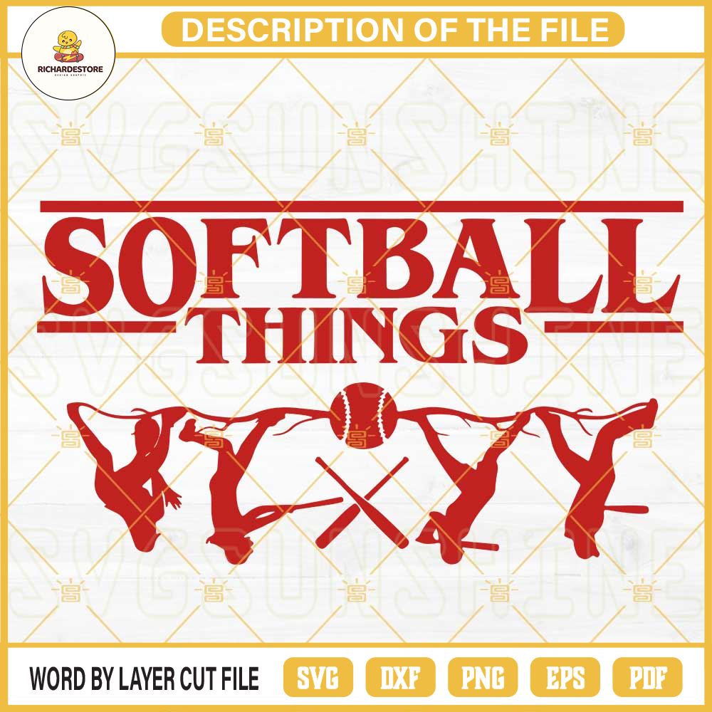 Softball Things SVG, Stranger Things Softball SVG PNG DXF EPS Cricut.jpg