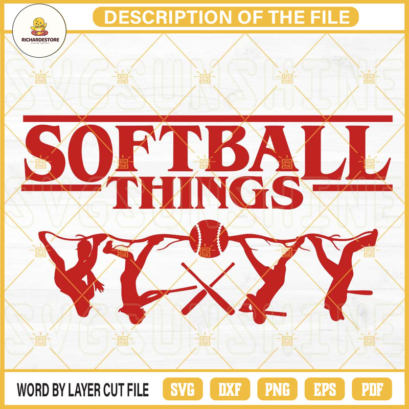 Softball Things SVG, Stranger Things Softball SVG PNG DXF EPS Cricut.jpg