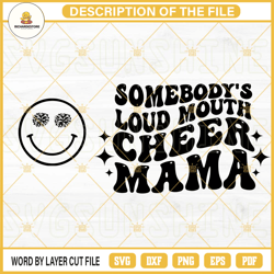 somebodys loud mouth cheer mama svg, cheer mom svg, smiley cheerleader