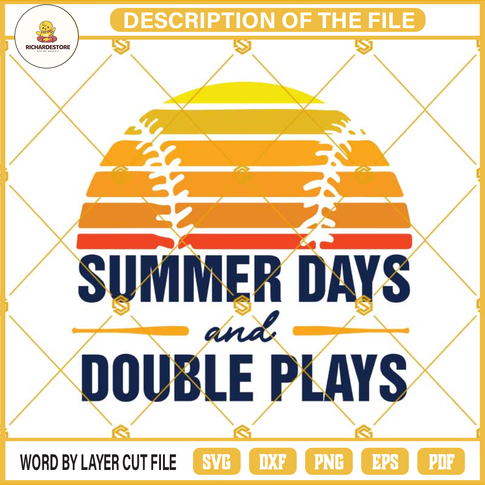 Summer Days And Double Plays SVG, Baseball Lover SVG, Baseball Junkie SVG, Retro Baseball SVG, Baseball SVG, Baseball Fan SVG.jpg