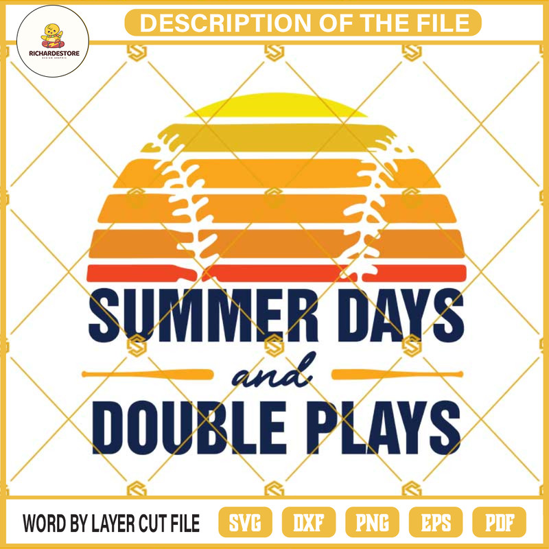 Summer Days And Double Plays SVG, Baseball Lover SVG, Baseball Junkie SVG, Retro Baseball SVG, Baseball SVG, Baseball Fan SVG.jpg