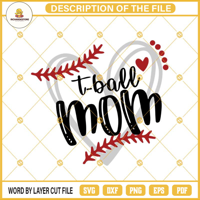 T Ball Svg, T Ball Mom Svg, T Ball Cutting File, T-Ball Svg, Heart Frame Baseball Svg Dxf Eps Png Cut Files Clipart Cricut Silhouette.jpg