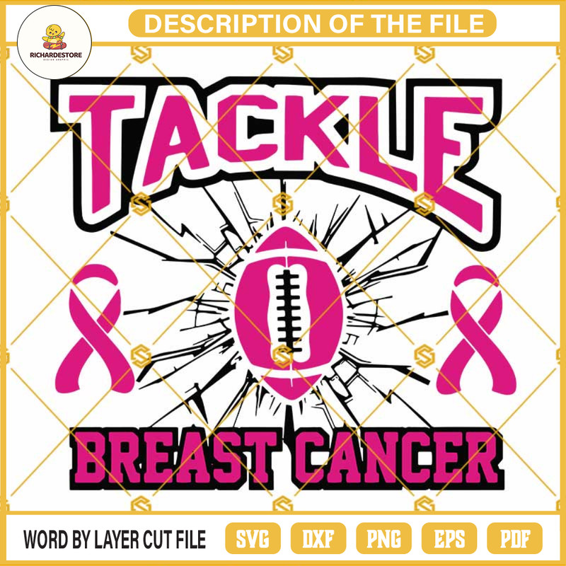 Tackle Breast Cancer SVG, Football Pink Ribbon SVG, Pink October SVG, Football SVG.jpg